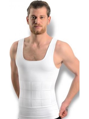 Pileli Store Beyaz Erkek  Dikişsiz Vücut Toparlayıcı Korse - 740