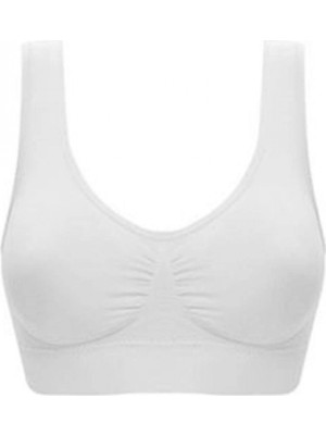 Pileli Store Beyaz Dikişsiz Kadın Pedli Sütyen Korse - 704