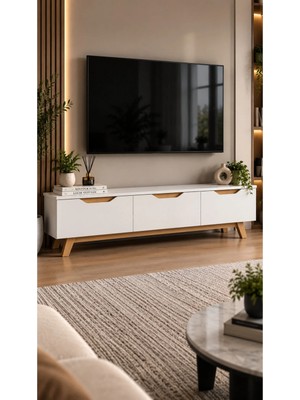 ES180 Tv Ünitesi Beyaz Kahve 180CM