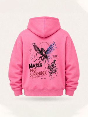 Macklin Unısex Kadın Erkek Oversize No Surrender Tasarım Baskılı Kapüşonlu Sweatshirt Hoodie