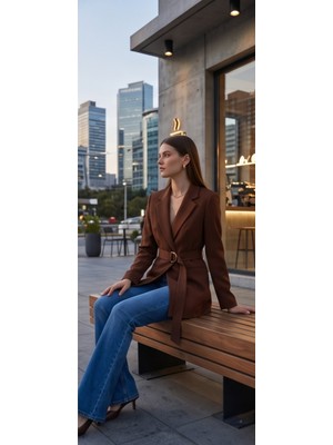 Kadın Kemer Detaylı Blazer Ceket – 5 Renk