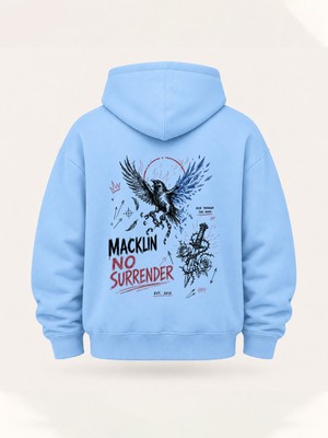Macklin Unısex Kadın Erkek Oversize No Surrender Tasarım Baskılı Kapüşonlu Sweatshirt Hoodie