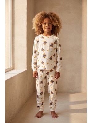 Katia & Bony Çocuk Teddy Desenli Paketli Pijama Takımı Ekru