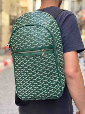 Goyard Backpack ​modern Desenli 2 Fermuarlı Bölmeli Siyah Sırt Çantası