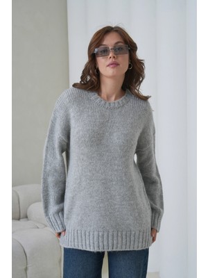 Parkkaron Kadın Bisiklet Yaka Yumuşak Dokulu Oversize Triko Kazak 3032