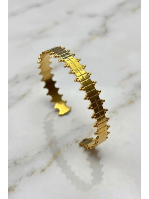 Velcari Gold Renk Kadın Bileklik Cuff Bilezik
