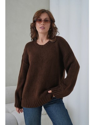 Parkkaron Kadın Bisiklet Yaka Yumuşak Dokulu Oversize Triko Kazak 3032