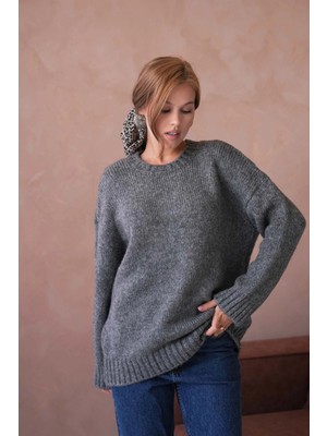 Parkkaron Kadın Bisiklet Yaka Yumuşak Dokulu Oversize Triko Kazak 3032