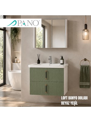 Pano Loft Asma Banyo Dolabı 80 cm Yeşil Beyaz
