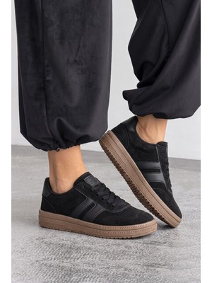 v.s.h velvet  Rota Kadın Siyah-Siyah Sneaker Spor Ayakkabı - Kadın Günlük Ayakkabı