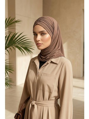 Aishas Design Hazır Form, Şık ve Rahat Drapeli Kaymaz Penye Şal,cps-95
