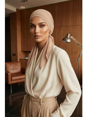 Aisha's Design Bağlanabilir Kaymaz Penye Içli Şifon Bone,b-97