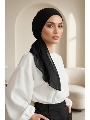 Aisha's Design Bağlanabilir Kaymaz Penye Içli Şifon Bone,b-97