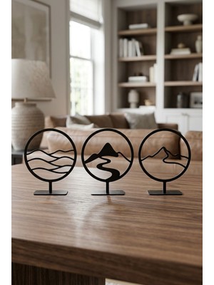 Bafidica Metal Minimalşist 3lü Dekoratif Objeler Seti, Doğa Set