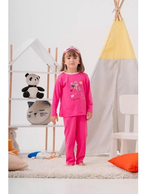 Hoppa Heroıne Desenli Çanta ve Maskeli % 100 Pamuk Kız Çocuk Pijama Takımı