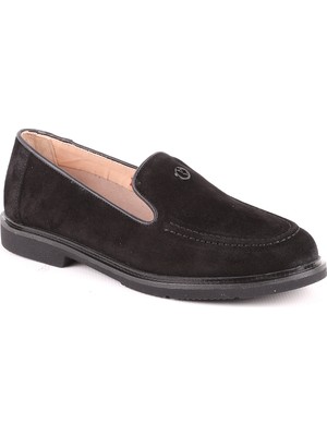 Libero L039.15104 Hakiki Süet Deri Yuvarlak Burun Metal Logo Detaylı Esnek Taban Kadın Comfort Casual Loafer Ayakkabı