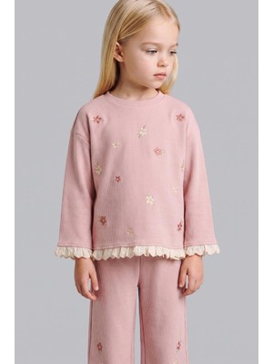 DeFacto Regular Fit Bisiklet Yaka Çiçekli Sweatshirt Kız Bebek I5287A526WN