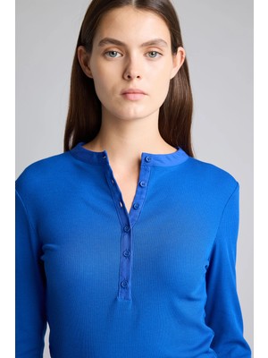 DeFacto Fitted Basic Düz Fitilli Kaşkorse Uzun Kollu Basic Tişört I5711AX26AU