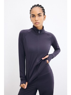 DeFacto Esnek Kumaş Fermuarlı Reglan Kol Fitted Dik Yaka Sporcu Hırka H5287AX26AU