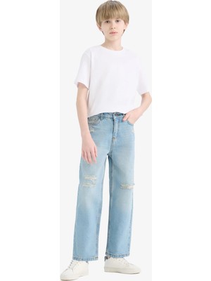 DeFacto %100 Pamuk Wide Leg Geniş Paça Jean Pantolon Erkek Çocuk D6844A825SM