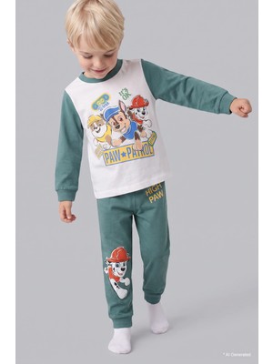 DeFacto %100 Pamuk Paw Patrol 2'li Pijama Takımı Uzun Kollu Üst Alt Erkek Bebek I1767A526AU