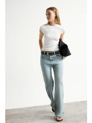 DeFacto 90's Wide Leg Yüksek Bel Boru Paça Jean Pantolon H0131AX26AU