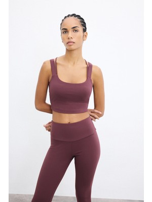 DeFacto Orta Destekli Bisiklet Yaka Çift Askılı Crop Sporcu Bra H5317AX26AU