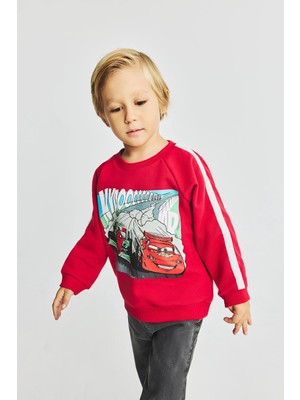 DeFacto Cars Baskılı Şerit Detaylı Oversize Sweatshirt Erkek Bebek I3543A526WN