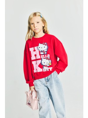 DeFacto Hello Kitty Baskılı Relax Fit Bisiklet Yaka Sweatshirt Kız Çocuk I3554A826AU