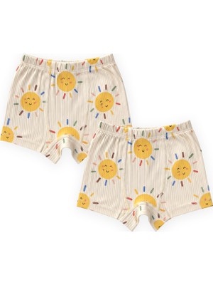 Cigit Ikili Erkek Boxer Beli Reçme 2-9 Yaş Güneş Desen