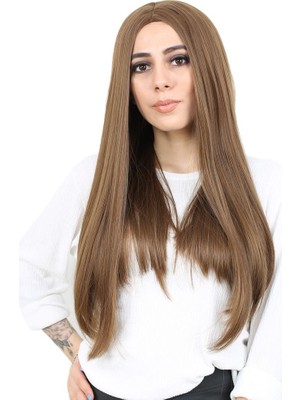 Akıllı Bayi Fiber Sentetik Uzun Düz Peruk - Kumral