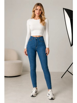 Shevega Likralı Dar Paça Cepsiz Slim Fit Kadın Jean