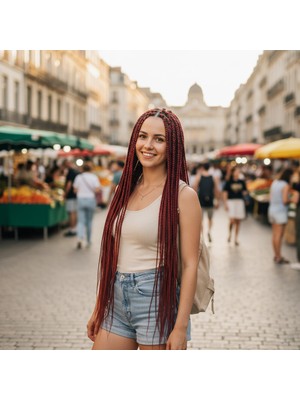 Akıllı Bayi Afrika Örgüsü ve Rasta Için Sentetik Saç - Koyu Kızıl