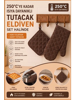 Miabella Home Fırın Eldiveni Fırın Tutacağı Premium Isı Geçirmez Mutfak Eldiveni Tutacak Isıya Dayanıklı Eldiven