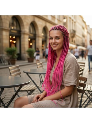 Akıllı Bayi Afrika Örgüsü ve Rasta Için Sentetik Saç - Açık Fuşya