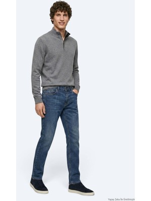 Kip İndigo Düz Slim Fit Denim Pamuk Karışımlı Pantolon