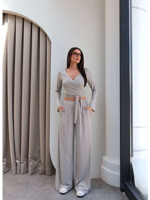 Esra Helvacı Çapraz Bağlamalı Bluz Pantolon Takım