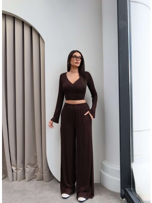 Esra Helvacı Çapraz Bağlamalı Bluz Pantolon Takım