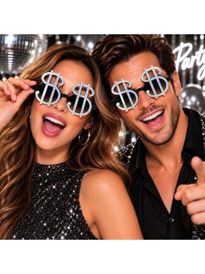 Çerçici Dolar Işareti Parti Gözlüğü - Gümüş