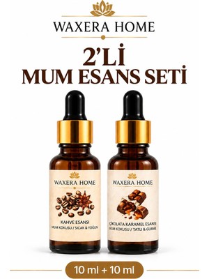Waxera Home Yoğun Aromalı Kahve & Çikolata Karamel 2’li Mum Esansı Seti