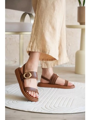 Fantastik Store Kadın Taba 2cm Topuk Boyu Yazlık Rahat Sandalet TR27MY05B