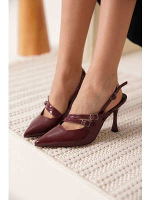 Fantastik Store Kadın Bordo Rugan Topuklu Ayakkabı TR08MS39D