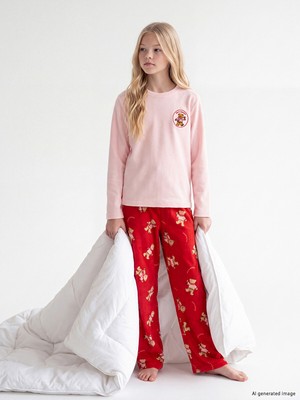 Lcw Kids Pembe Kız Çocuk Kadife Pijama Takım