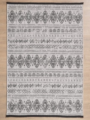 Adalizza Bohem Tarz Dekoratif Pamuk Taban Şönil Kilim Gri Renk Halı