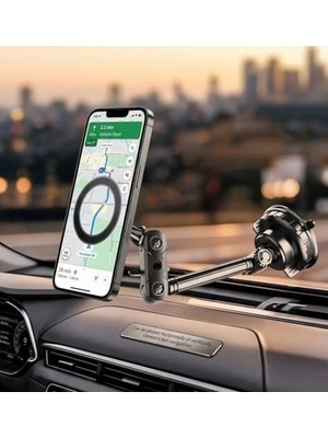 TeknoKapsül Magsafe ile Uyumlu Araç Telefon Tutucu SJ-T13, Vakumlu Vantuz Taban, 360° Dönebilen Başlık ve Ayarlanabilir Çok Eksenli Kol ile Güvenli Sabitleme | SJ-T13