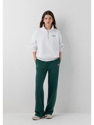 Mavi Logo Baskılı Örme Pantolon Çınar Yeşili