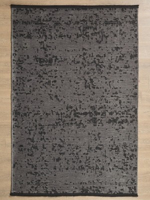 Adalizza Bohem Tarz Geometrik Desenli Pamuk Taban Antrasit Renk Şönil Kilim