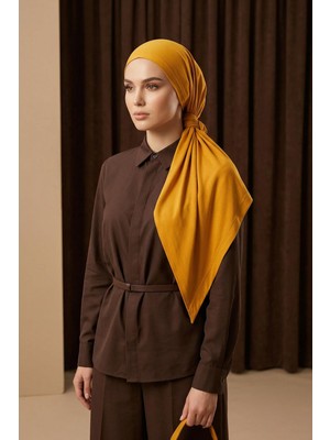 Aisha's Design Nefes Alan, Esnek, Günlük Konforlu Kaymaz Penye Üçgen Eşarp,b-41