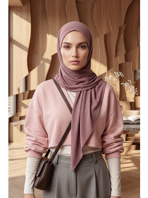 Aisha's Design Nefes Alan, Esnek, Günlük Konforlu Kaymaz Penye Üçgen Eşarp,b-41