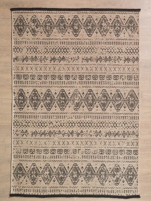 Adalizza Bohem Tarz Dekoratif Pamuk Taban Şönil Kilim Bej Renk Halı